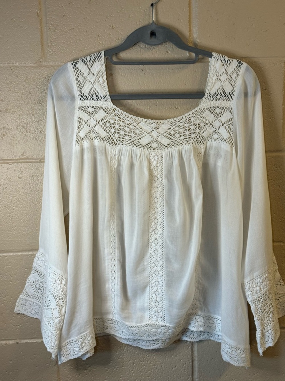 Vintage Spell Designs Sunday Feels Lace Trim Blouse in Medium - Picture 6 of 16